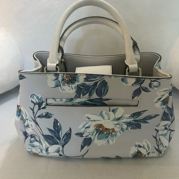 GUESS Floral Satchel in Blue and Cream - Picture 2 of 8